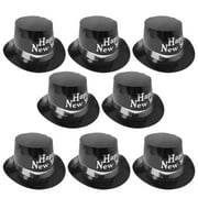 Gymnture New Year's Day 8pcs Glitter 2021 Party Hats for New Year's Eve - White
